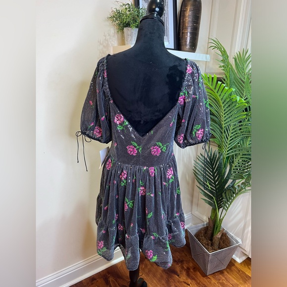 For Love & Lemons Every Rose Sequin Mini Dress Large - Picture 6 of 8